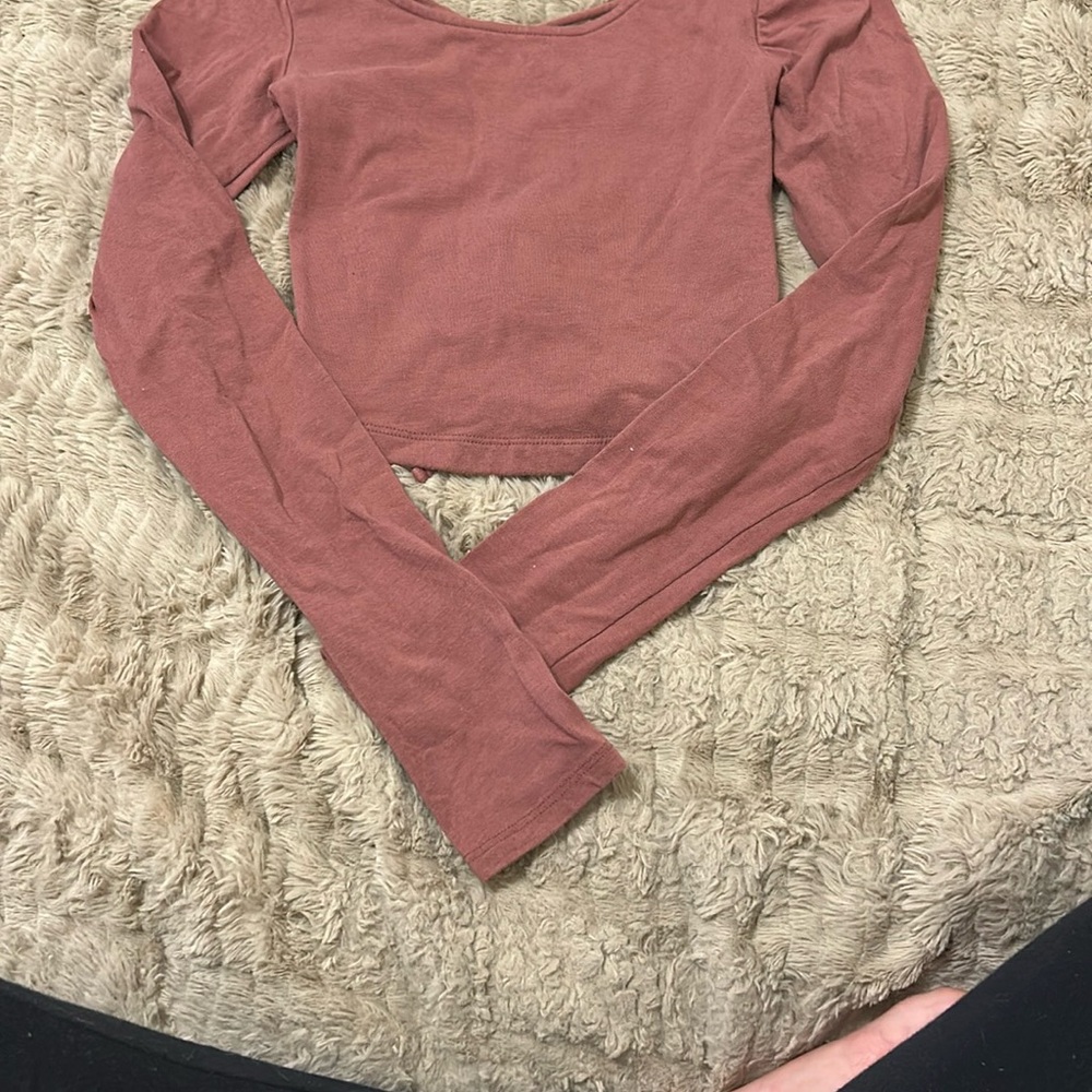 Aeropostale Pink Fitted Long Sleeve Crop Top